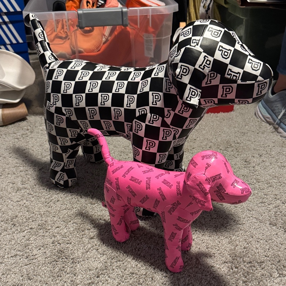 PINK Victoria's Secret Extra Large Black and Medium Pink Logo Stuffed Animals - Picture 2 of 6